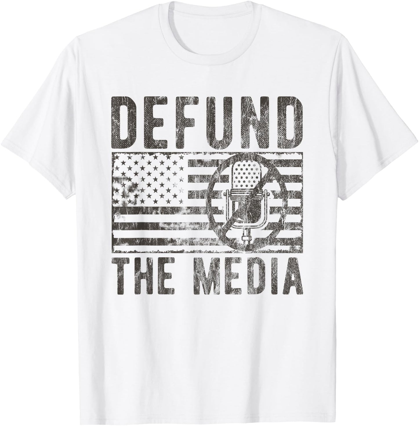 Anti Fake News Political Protest Distressed Defund The Media T-Shirt - T-Shirt | White