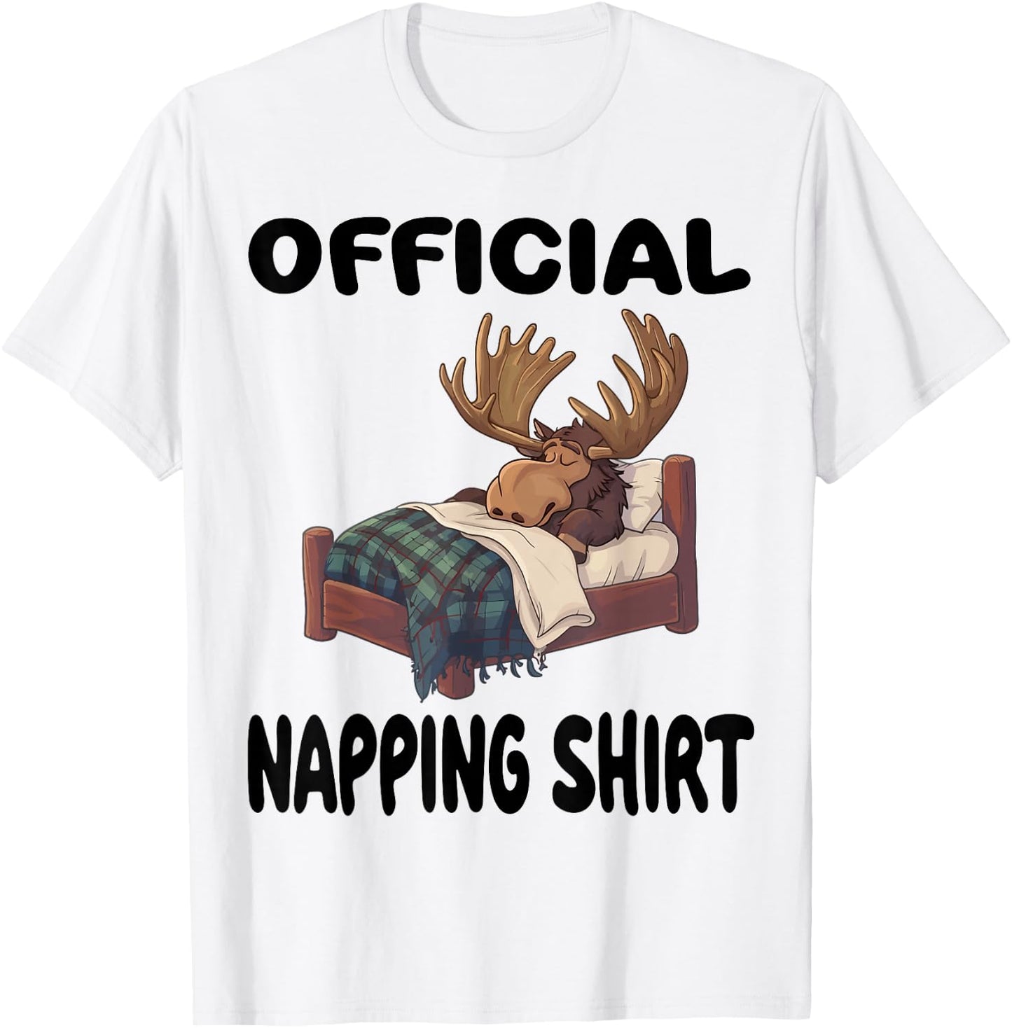 Moose Official Napping shirt Pajamas Nightgown T-Shirt - T-Shirt | White