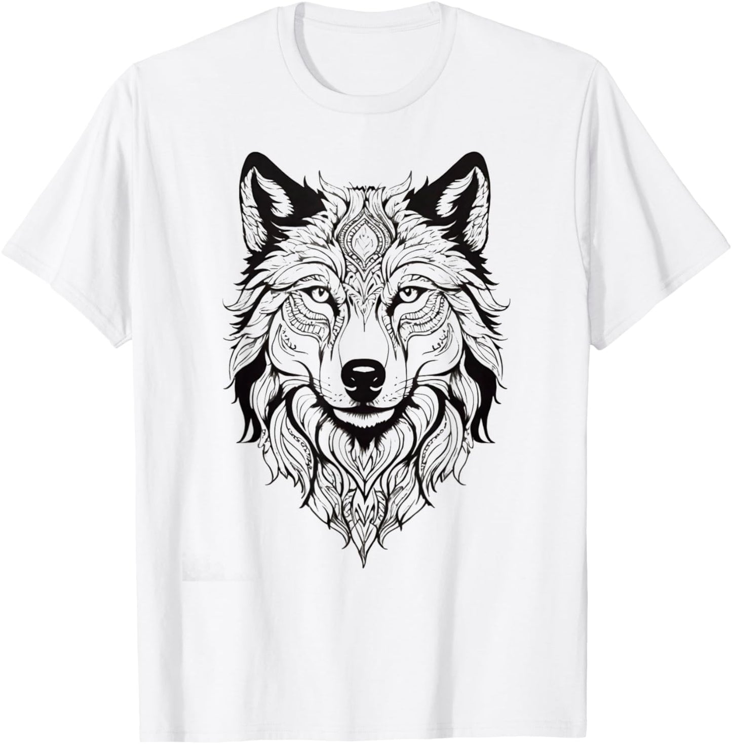 Floral Wolf Vintage Flowers Wolf Face for Wolves Lover T-Shirt - T-Shirt | White