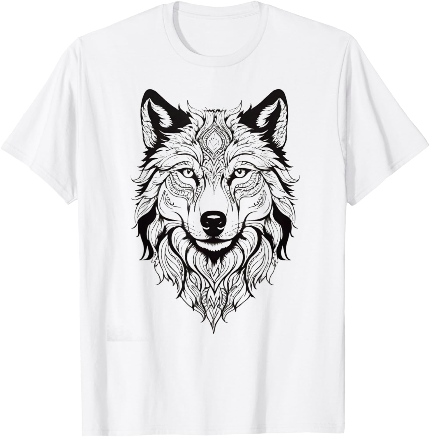 Floral Wolf Vintage Flowers Wolf Face for Wolves Lover T-Shirt - T-Shirt | White
