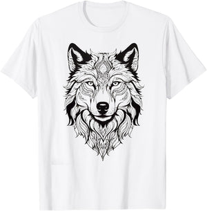 Floral Wolf Vintage Flowers Wolf Face for Wolves Lover T-Shirt - T-Shirt | White