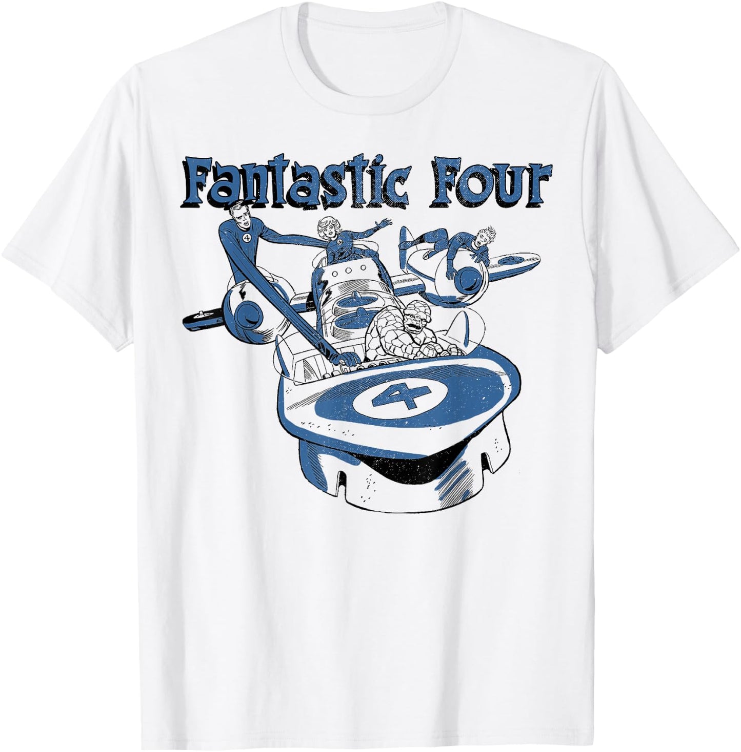 Marvel Fantastic Four Group Shot Fantasticar T-Shirt - T-Shirt | White