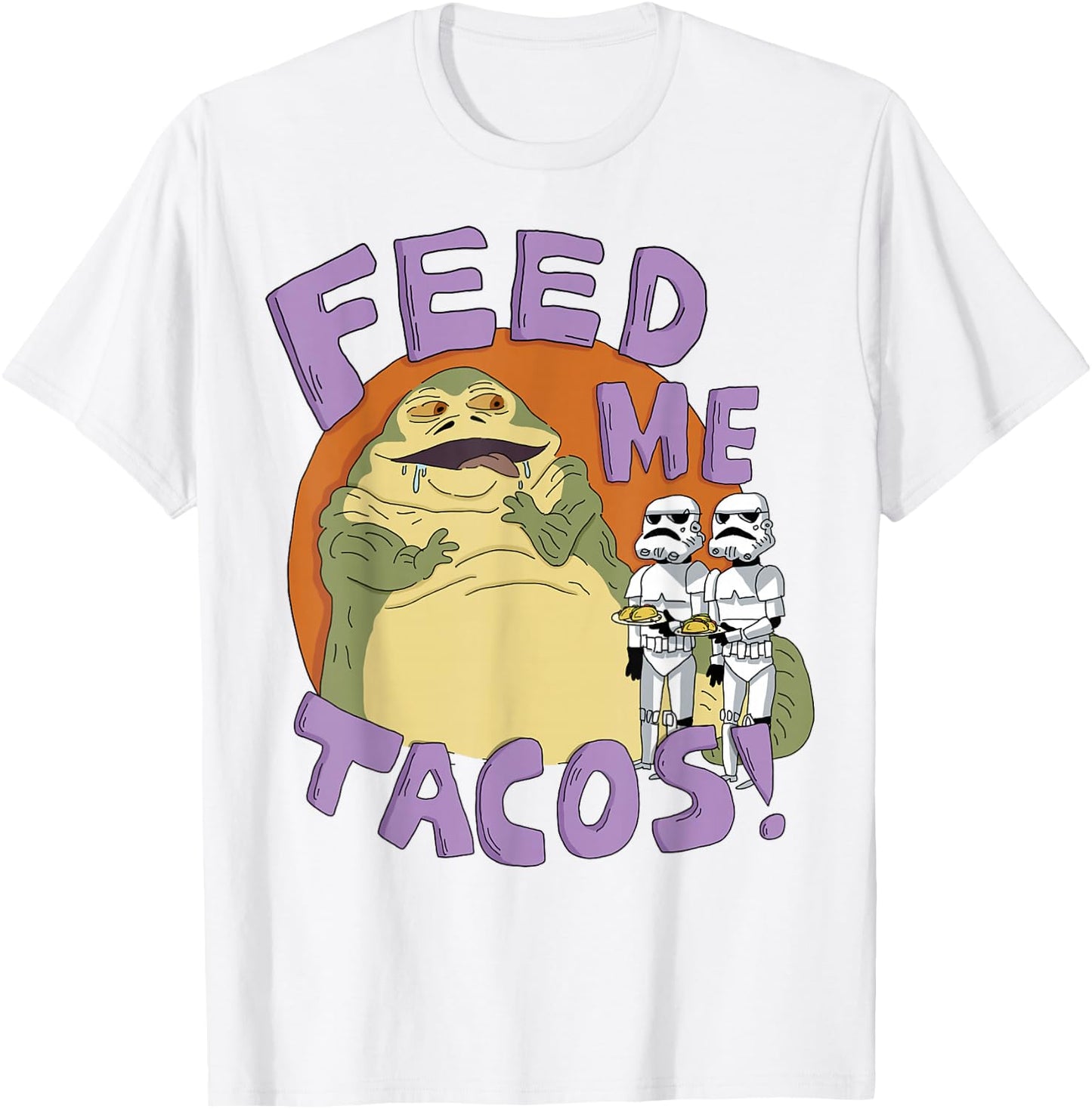 Star Wars Jabba The Hutt Feed Me Tacos Doodle T-Shirt - T-Shirt | White