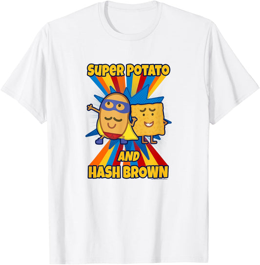 Peppa Pig Visits America Super Potato And Hash Brown T-Shirt - T-Shirt | White