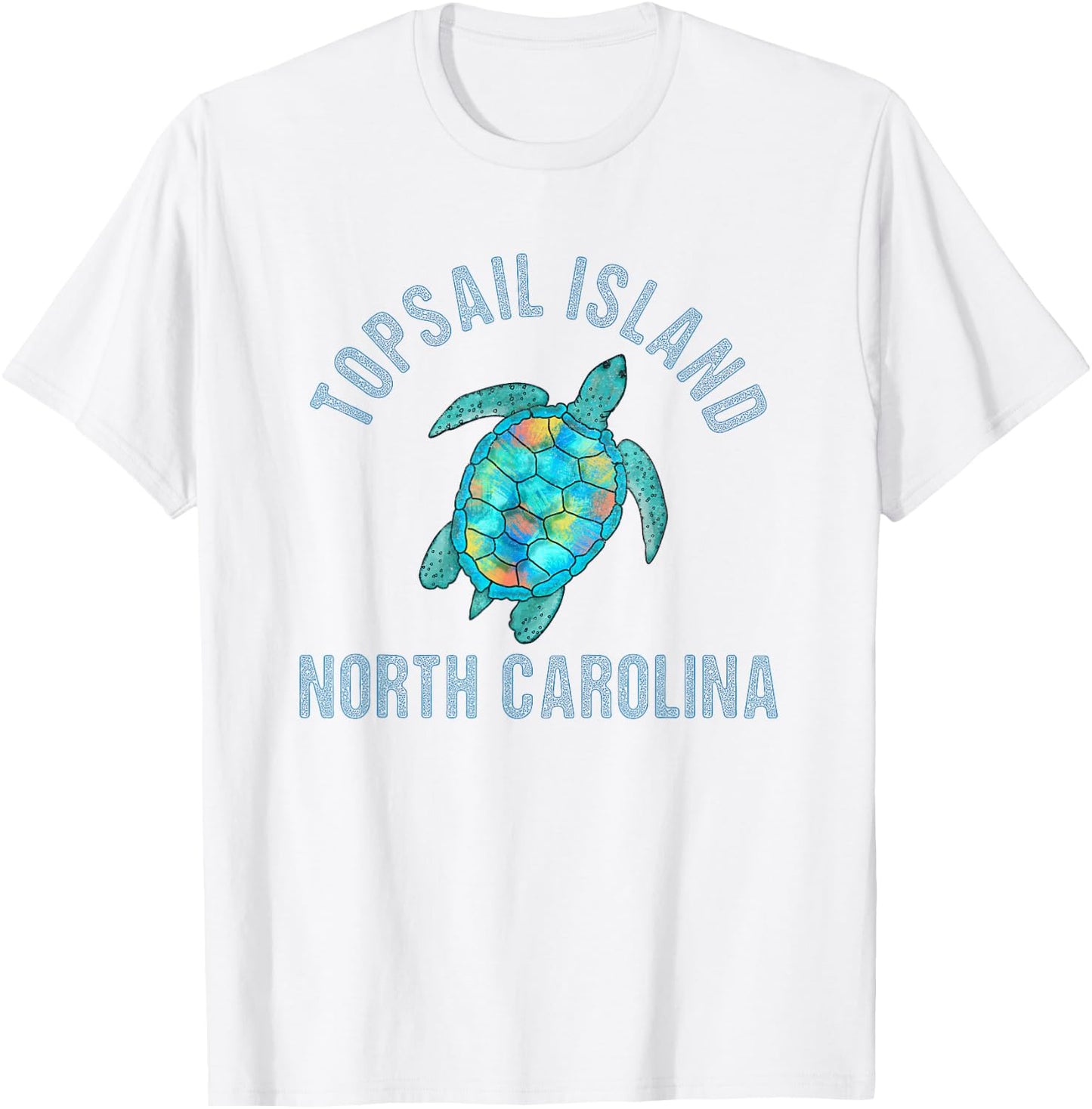 Topsail Island Beach Design / Sea Turtle Illustration Gift T-Shirt - T-Shirt | White