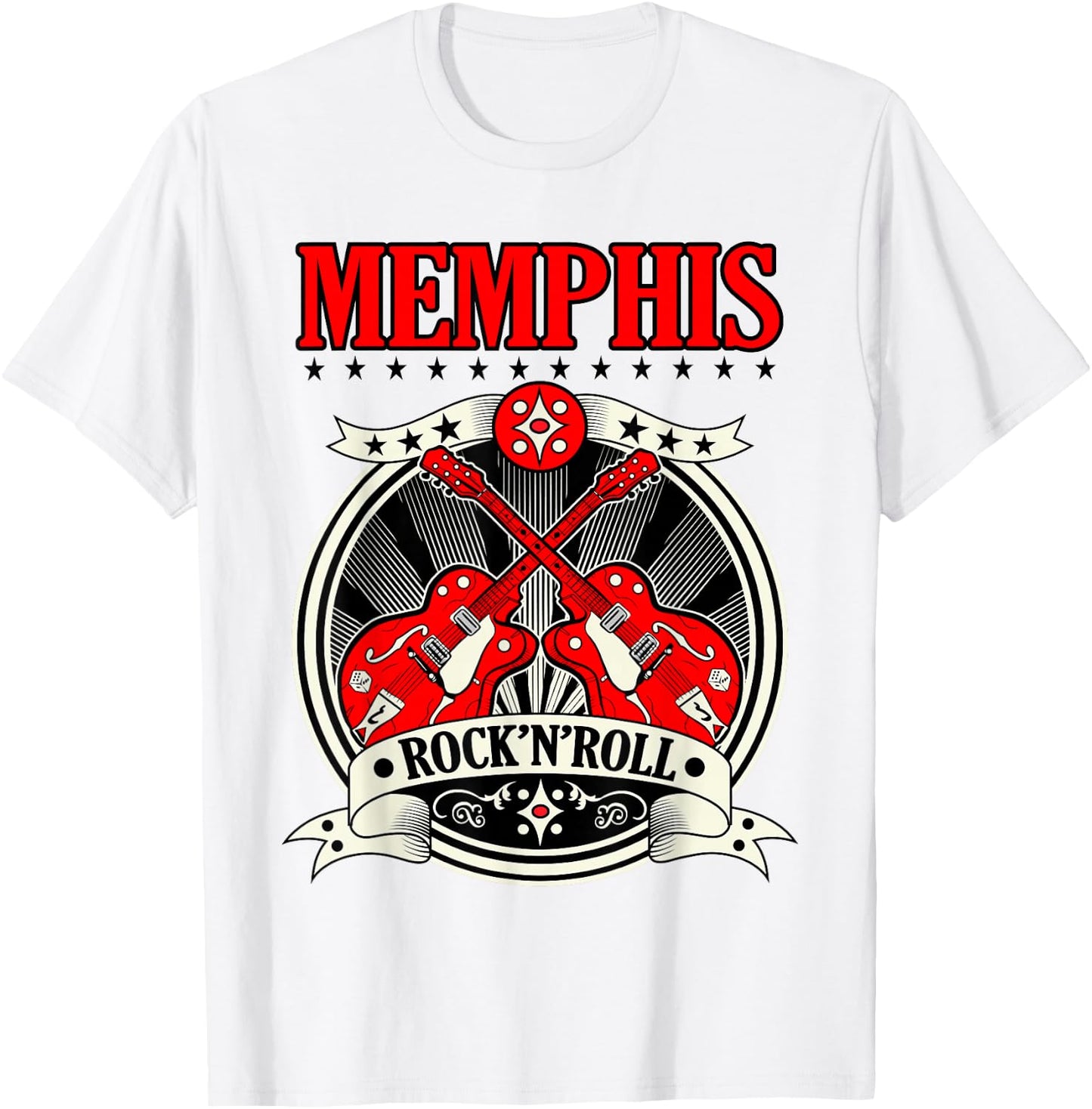 50s Rockabilly Style Memphis Gifts Sock Hop Party Guitar T-Shirt - T-Shirt | White