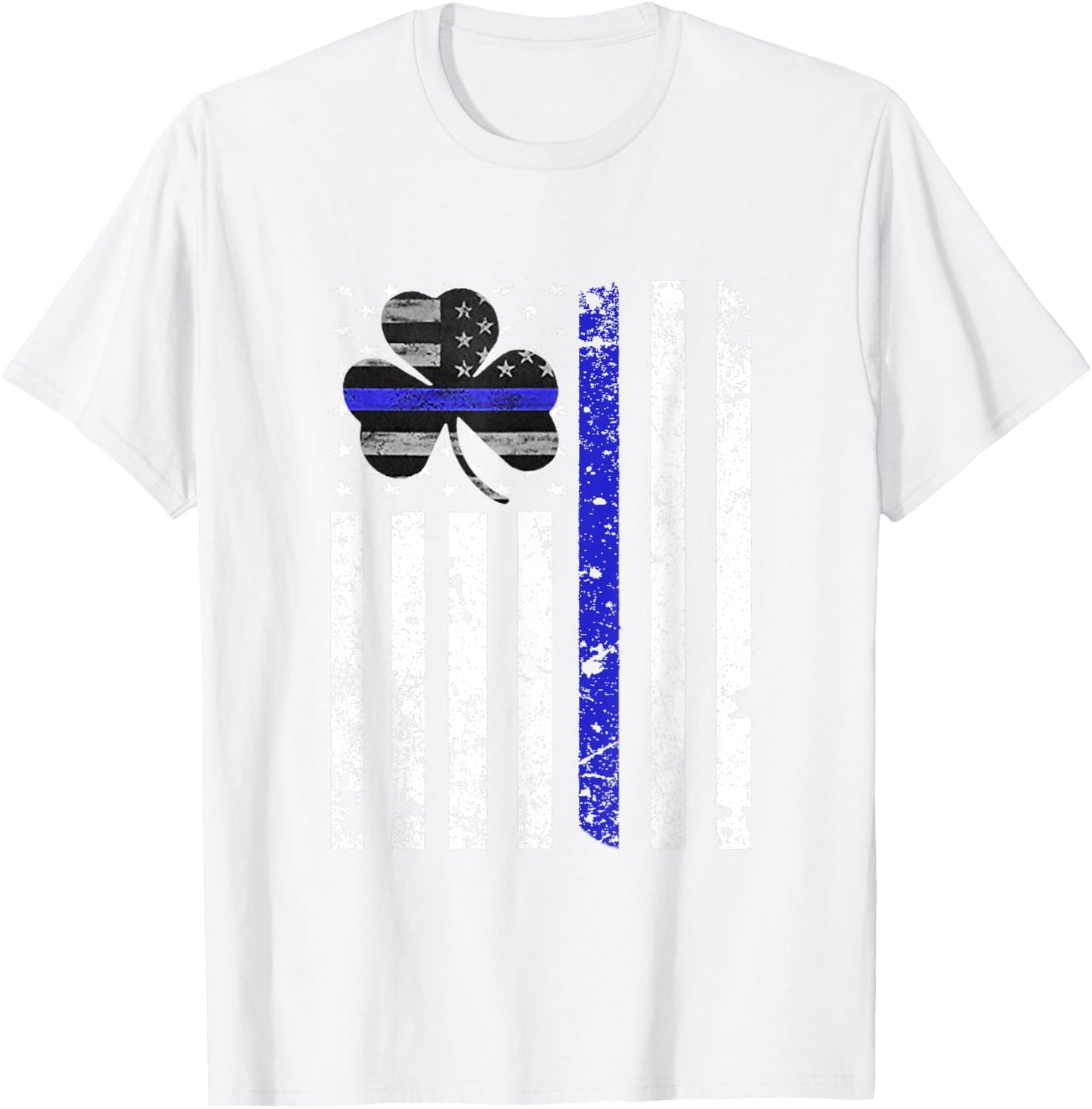 Thin Blue Line Irish Shamrock Police St Patricks Day T-Shirt - T-Shirt | White