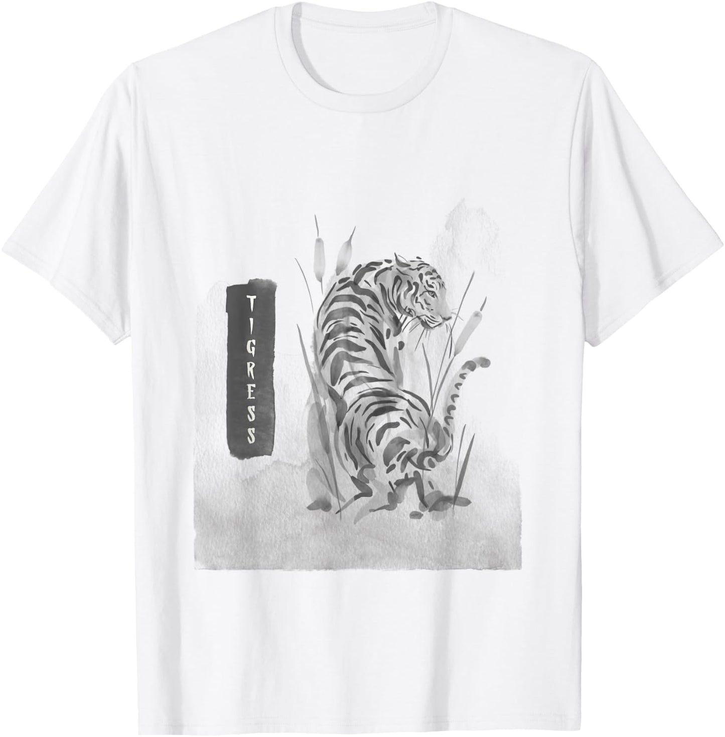Women Tiger Graphic Summer Top Asian Inspired Tigress Gift T-Shirt - T-Shirt | White