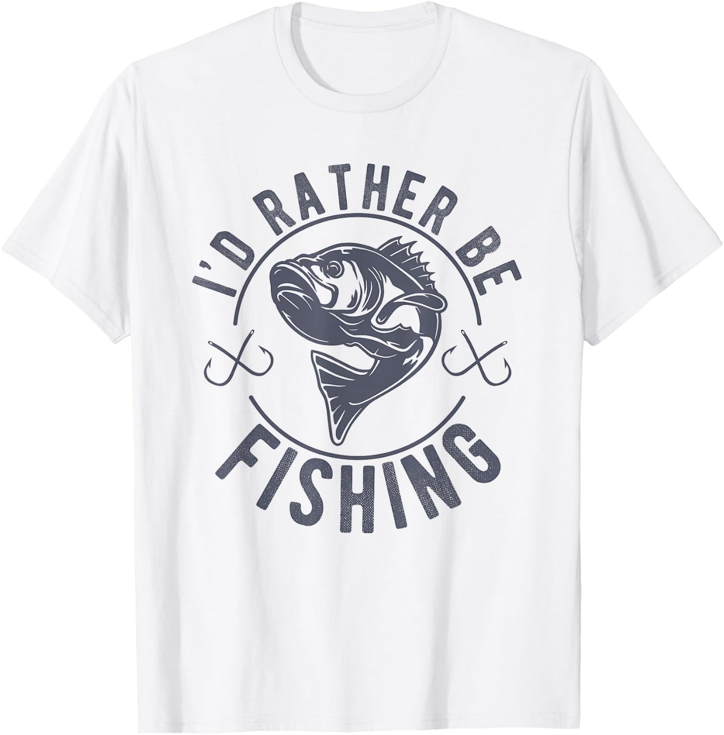 I’d Rather Be Fishing, Funny Fishing Saying Graphic Novelty T-Shirt - T-Shirt | White