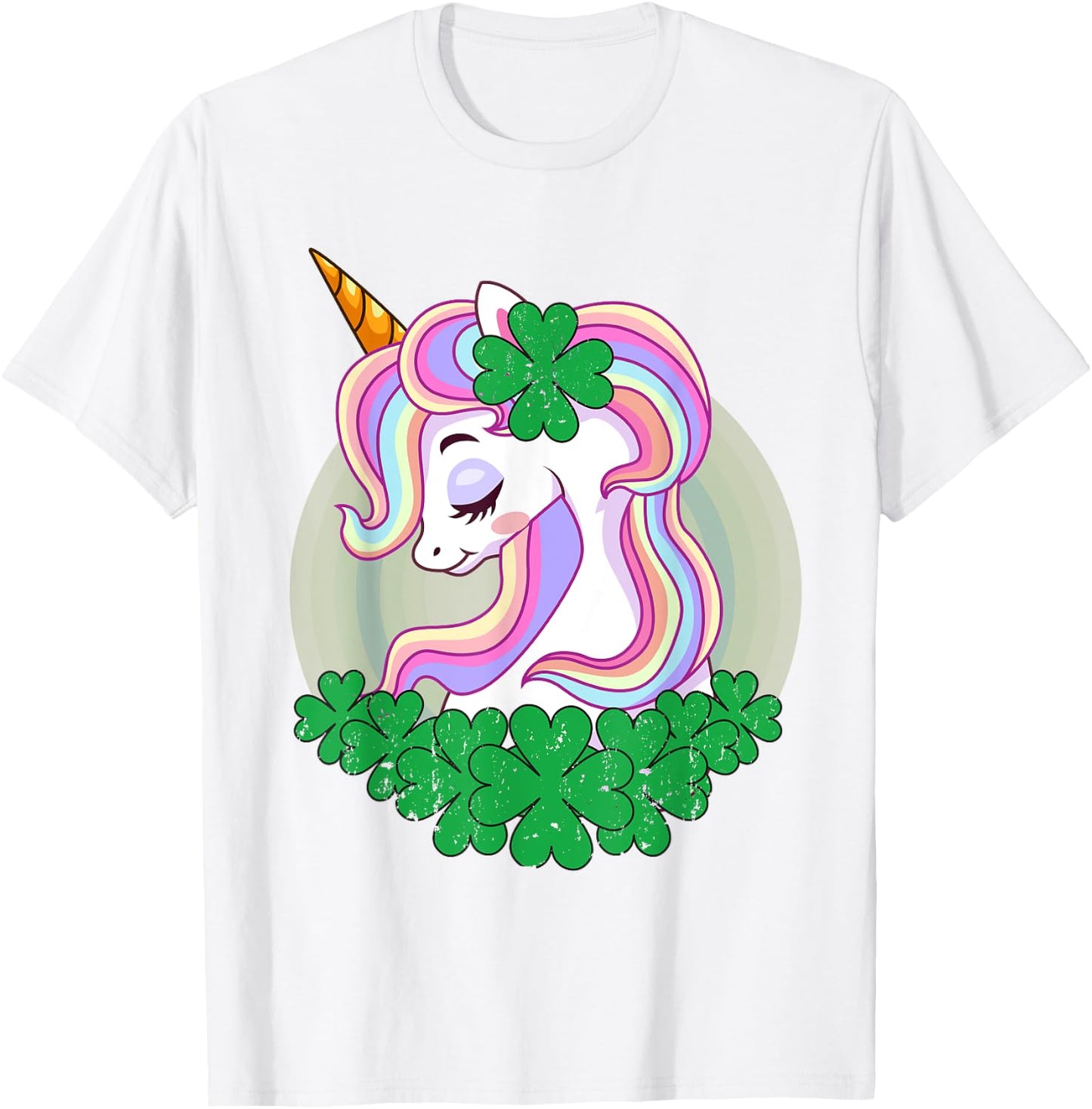 St Patricks Day Unicorn Shamrock Pattys Toddler Kid Girls T-Shirt - T-Shirt | White