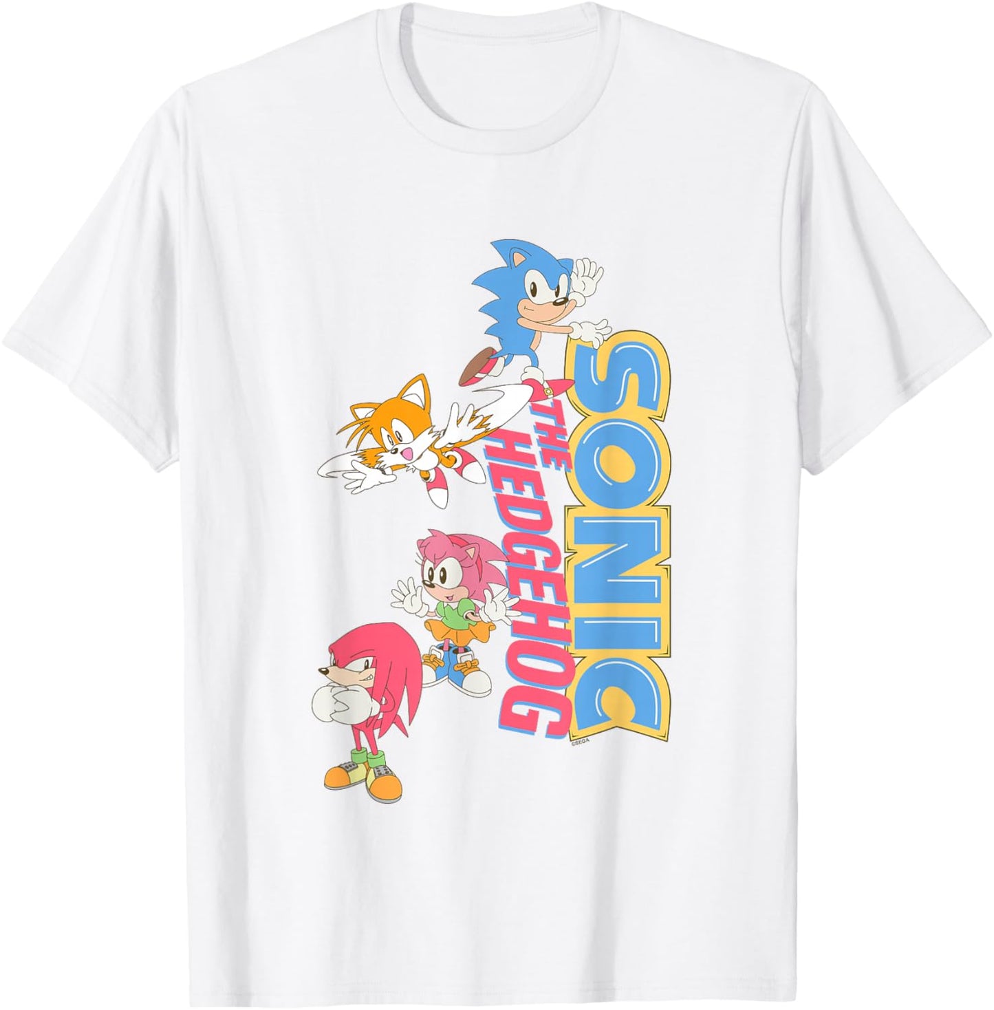 Sonic The Hedgehog Sonic & Friends Cute Retro Group Shot T-Shirt - T-Shirt | White