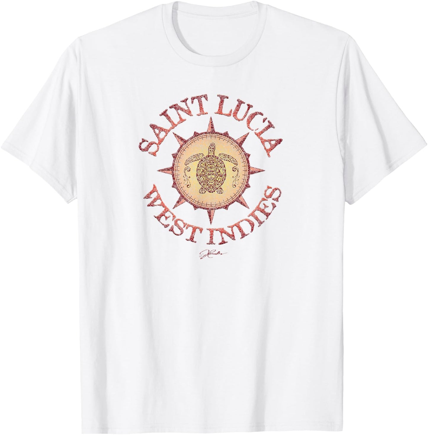 JCombs: Saint Lucia, West Indies, Sea Turtle on Windrose T-Shirt - T-Shirt | White