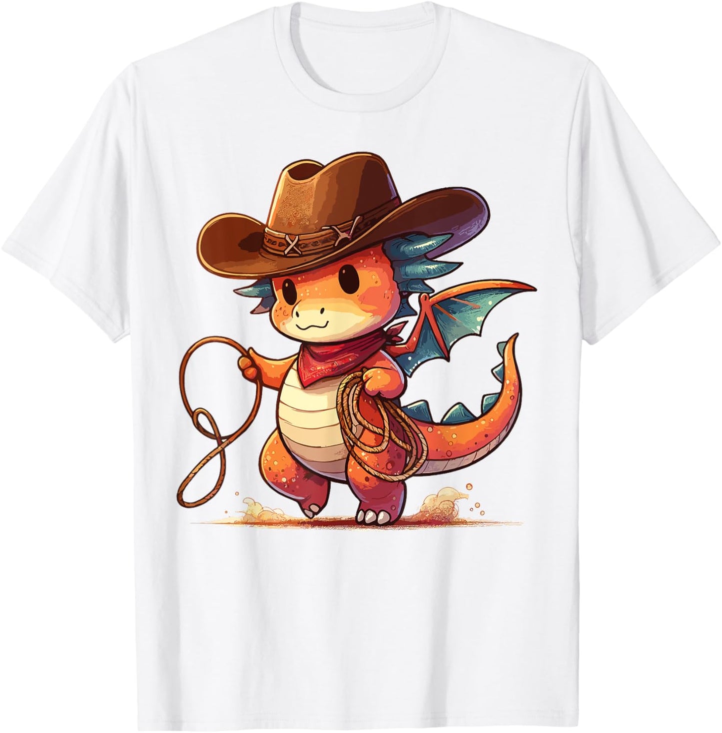 Western Rodeo Cowboy Hat Dragon Texas Animals T-Shirt - T-Shirt | White