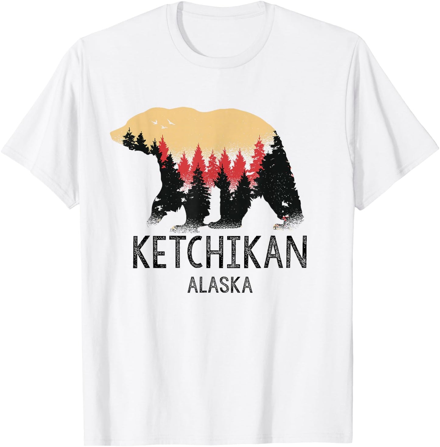 Ketchikan Alaska Vintage Grizzly Bear Nature Souvenir Gift T-Shirt - T-Shirt | White