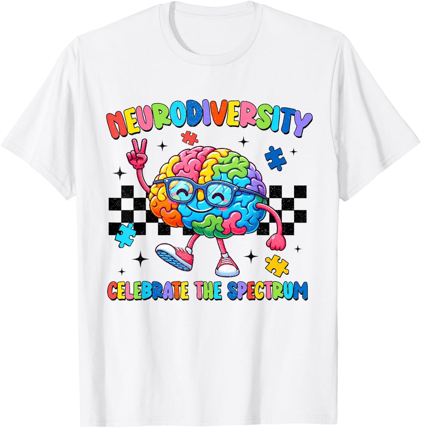 Neurodiversity Brain Autism Awareness ASD ADHD Men Women Kid T-Shirt - T-Shirt | White