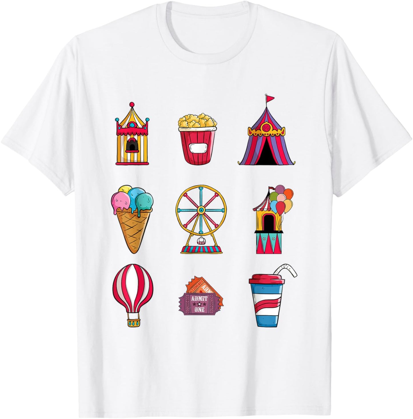 Funny State Fair With Ice Cream Ferris Wheel And Circus Tent T-Shirt - T-Shirt | White