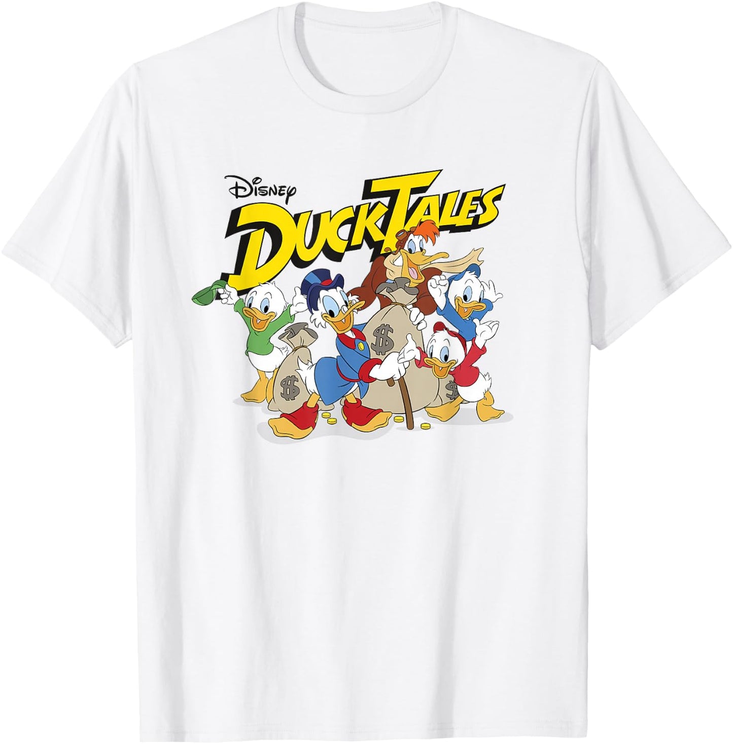 Disney DuckTales Main Cast with Money Bags Group Shot T-Shirt - T-Shirt | White