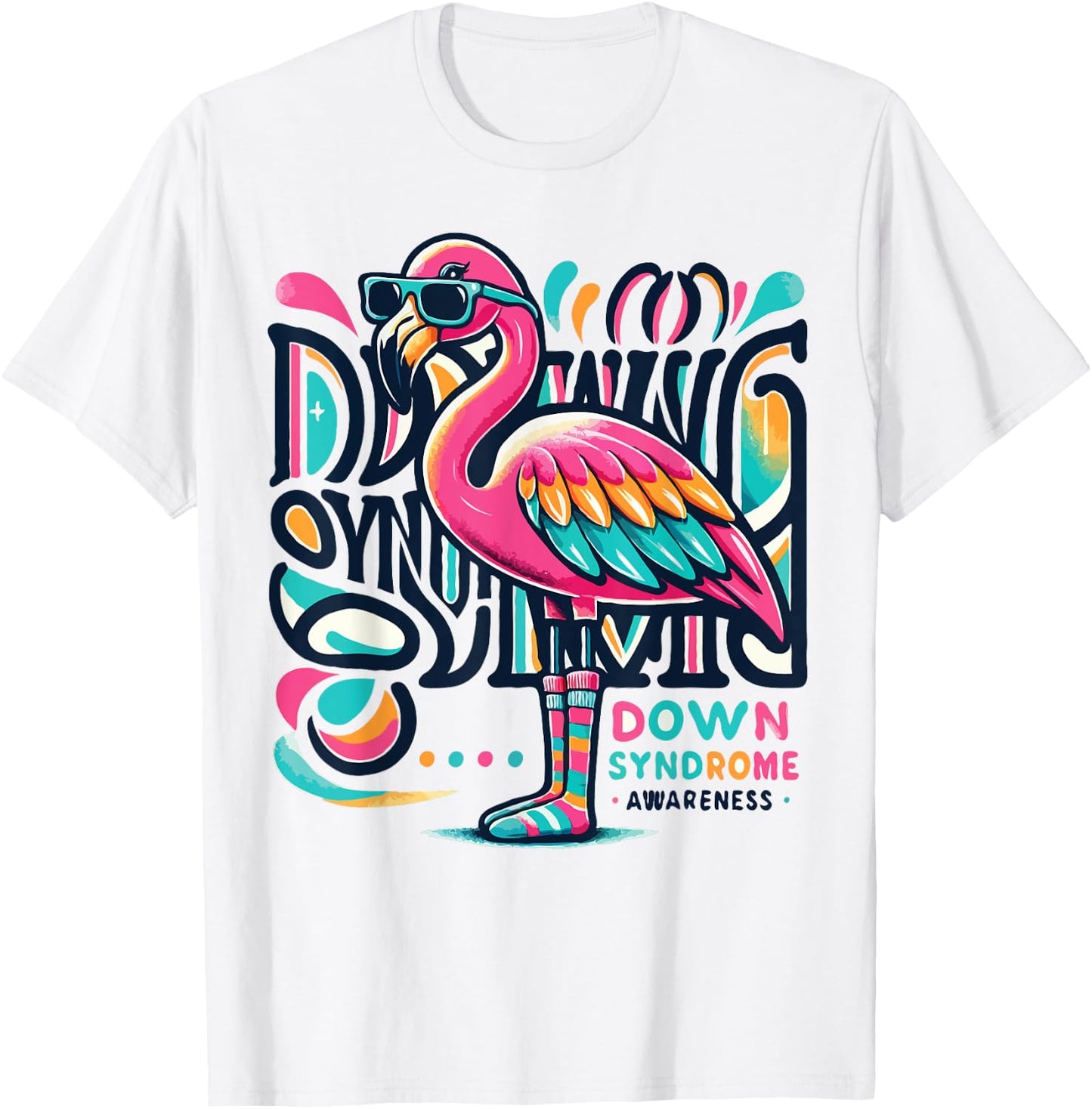 Flamingo Down Syndrome Awareness Adult Health Women Kids T-Shirt - T-Shirt | White