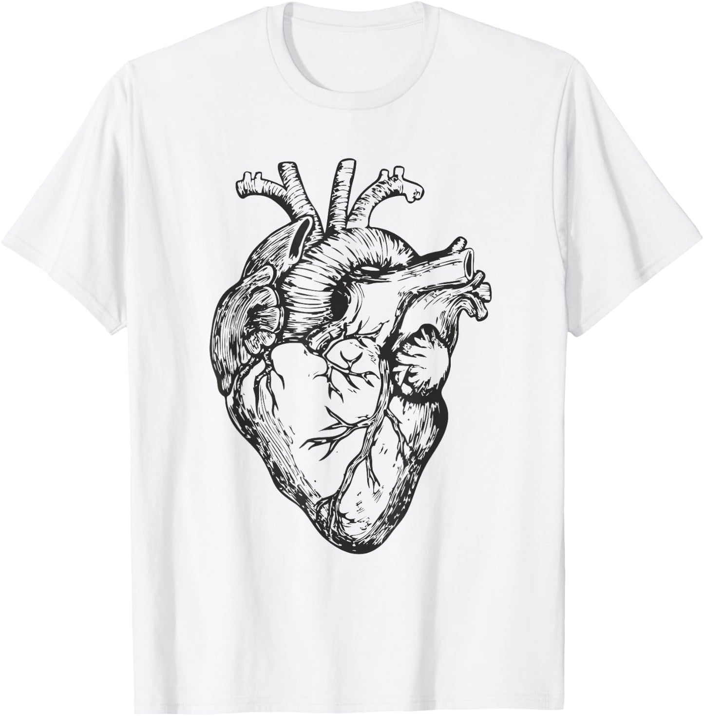 Real Heart Funny Human Anatomy Anatomical Cardiac Nurse T-Shirt - T-Shirt | White