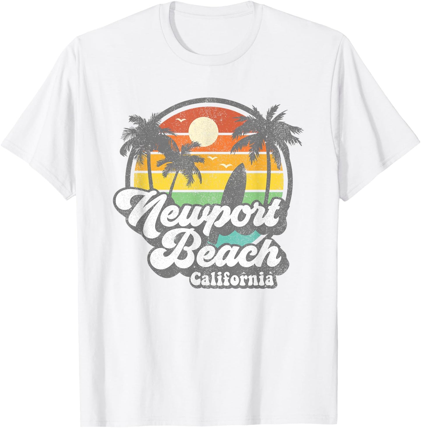 Vintage Newport Beach California CA Surfing Retro Surf Gift T-Shirt - T-Shirt | White