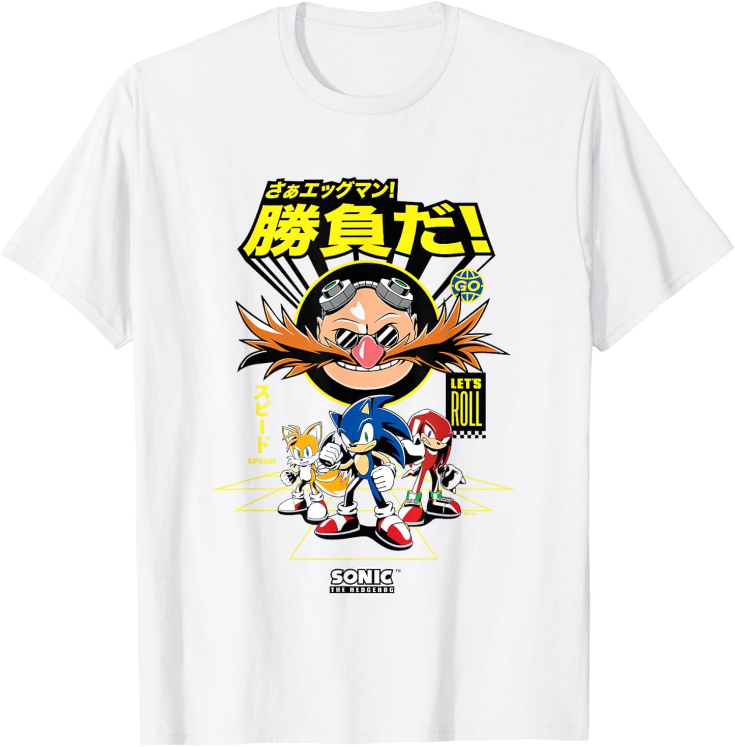 Sonic The Hedgehog Come On Eggman! Kanji Group Shot T-Shirt - T-Shirt | White