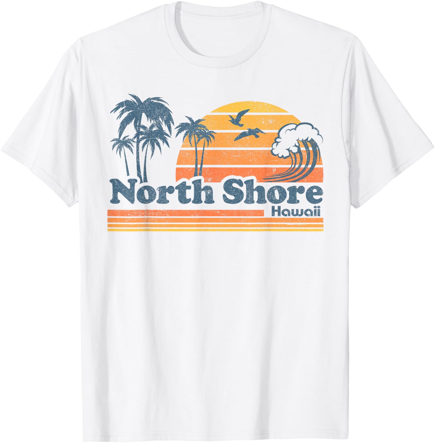 North Shore Oahu Hawaii Vintage Beach Surfing Retro Hawaiian T-Shirt - T-Shirt | White