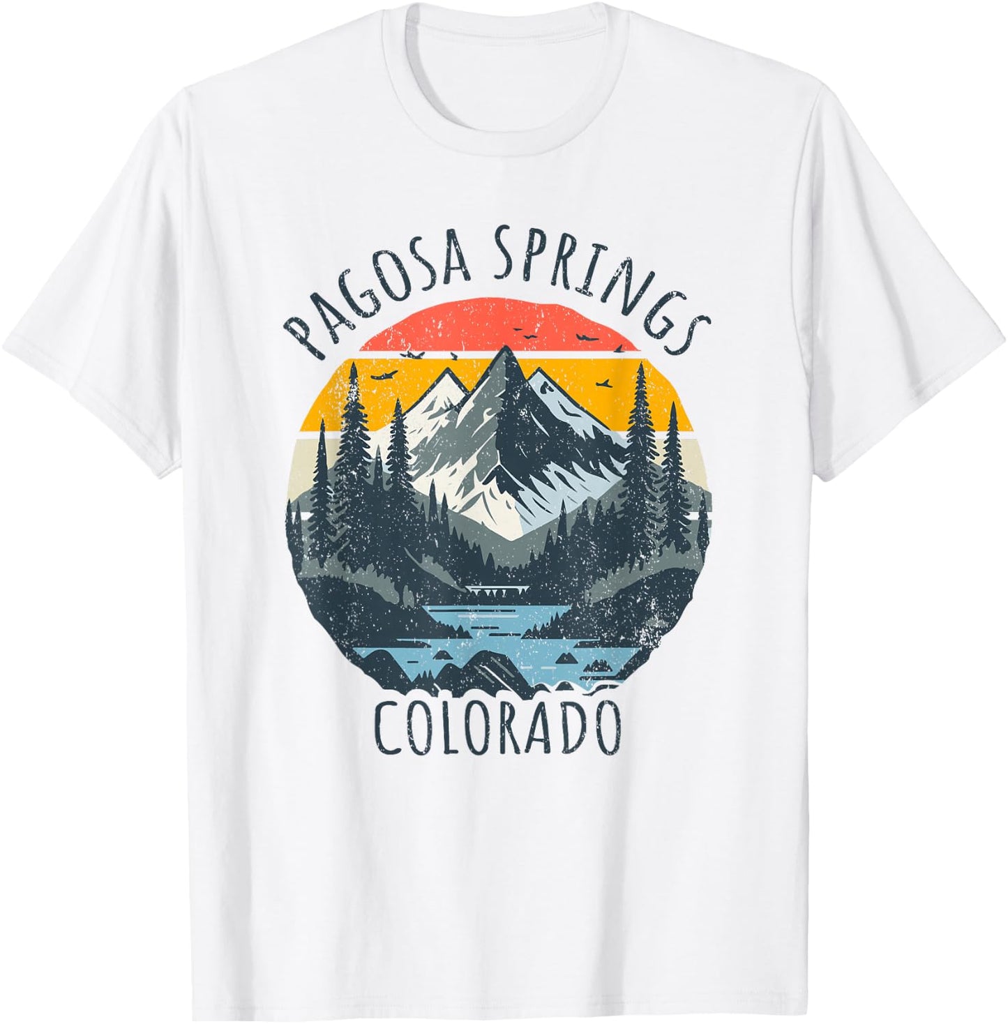 Pagosa Springs Colorado USA Retro Mountain Vintage Style T-Shirt - T-Shirt | White