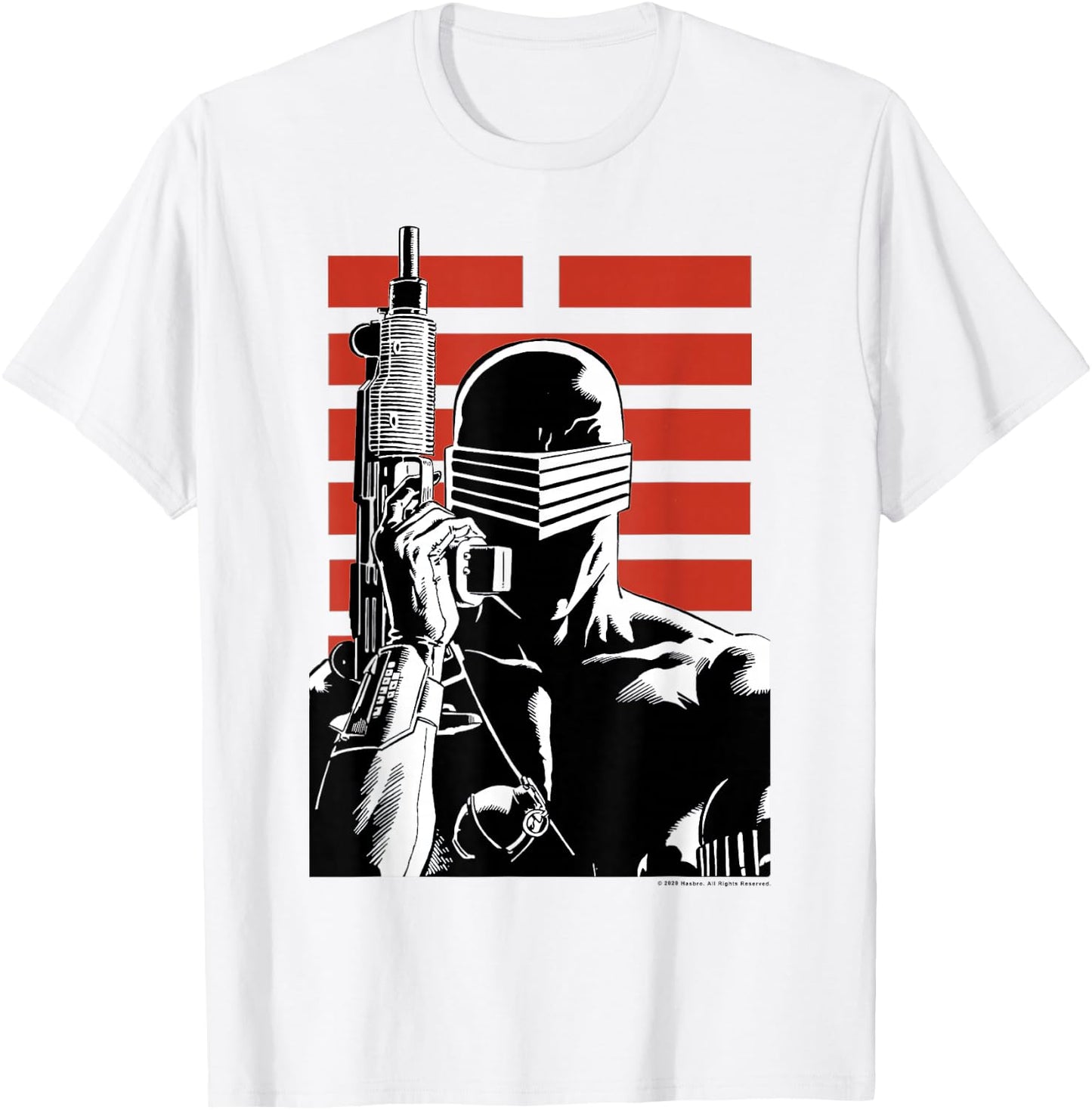 G.I. Joe Snake Eyes Retro Red Stripe Portrait T-Shirt - T-Shirt | White