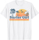 Surfer Girl Surfing Beach Summer Vacation Vintage 70's Retro T-Shirt - T-Shirt | White
