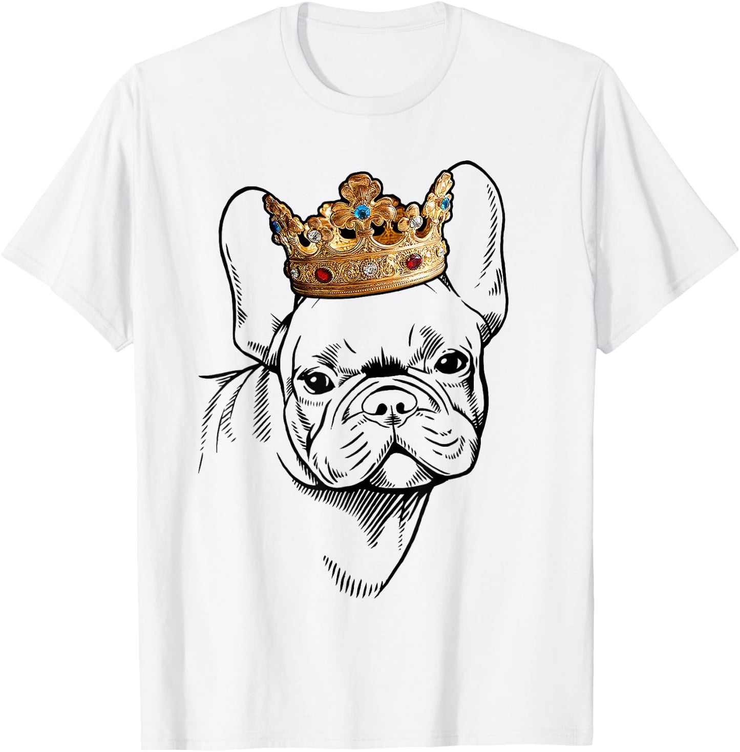 French Bulldog Wearing Crown Women Kids T-Shirt - T-Shirt | White
