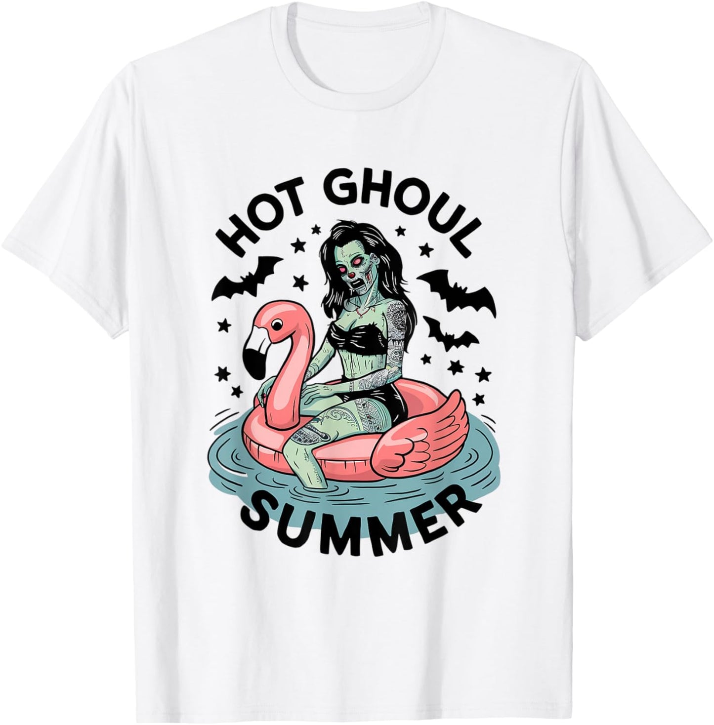 Hot Ghoul Summer Funny Zombie Gothic Spooky Retro Halloween T-Shirt - T-Shirt | White