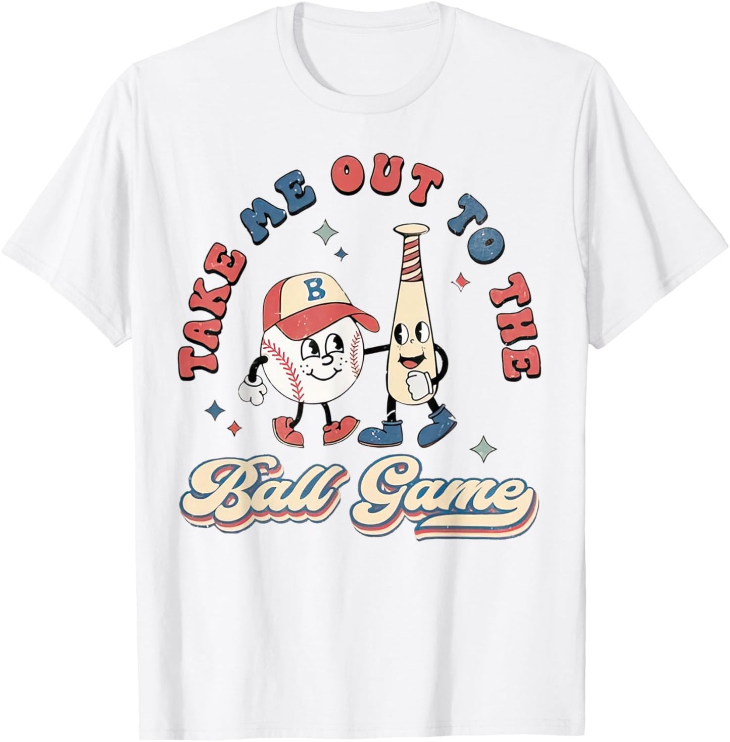 Take Me Out to the Ball Game Retro Baseball T-Shirt - T-Shirt | White