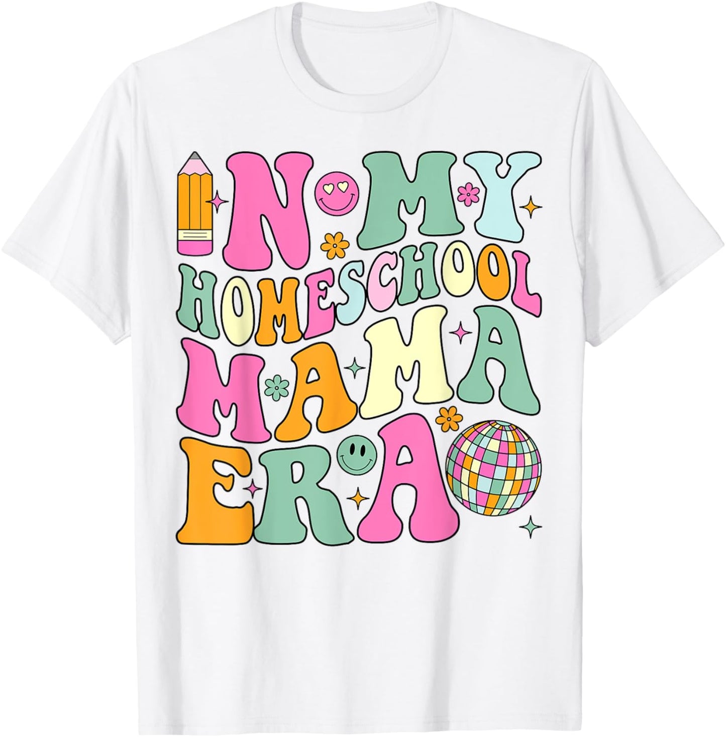 In My Homeschool Mama Era Groovy Back to School Mom T-Shirt - T-Shirt | White