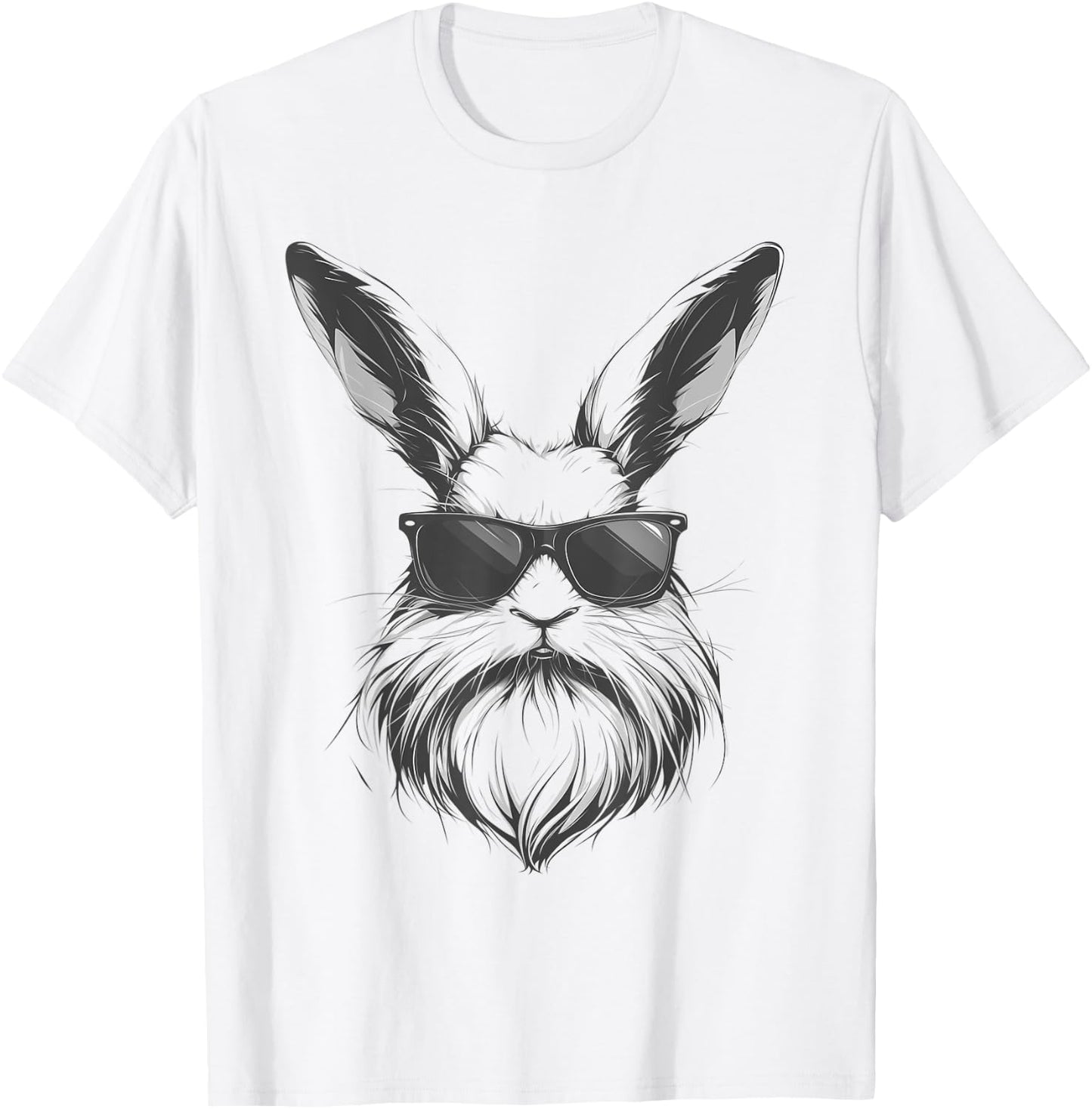 Beard Bunny Face With Sunglasses Easter Day 2024 Men Boy Kid T-Shirt - T-Shirt | White