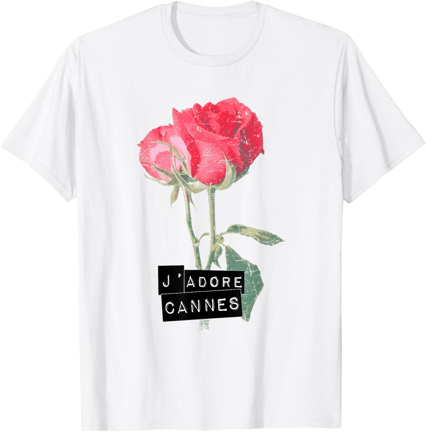Cannes France Rose Flower J'adore I LOVE CANNES T-Shirt - T-Shirt | White