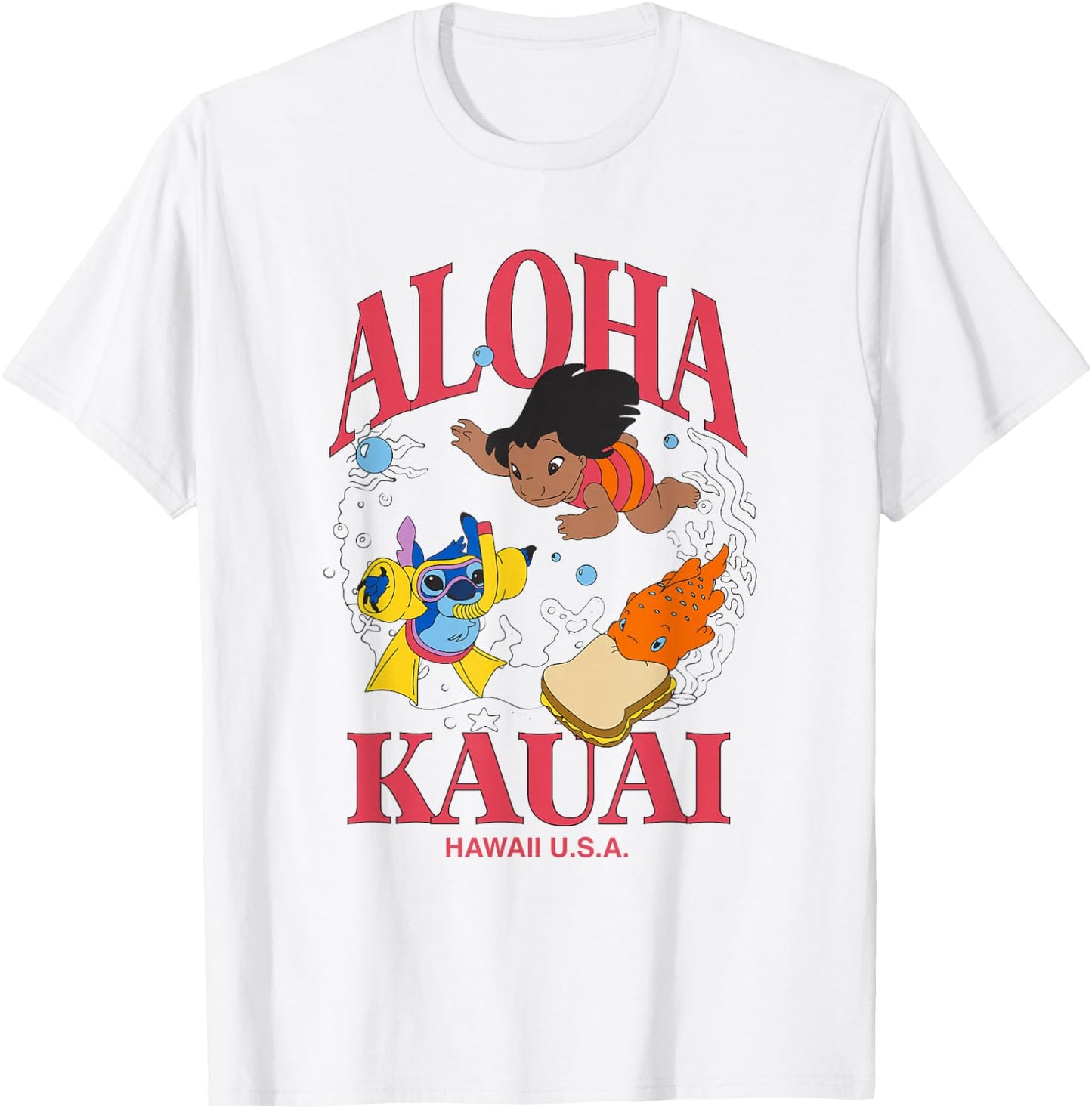 Disney Lilo & Stitch Aloha Kauai Hawaii Underwater Fun T-Shirt - T-Shirt | White