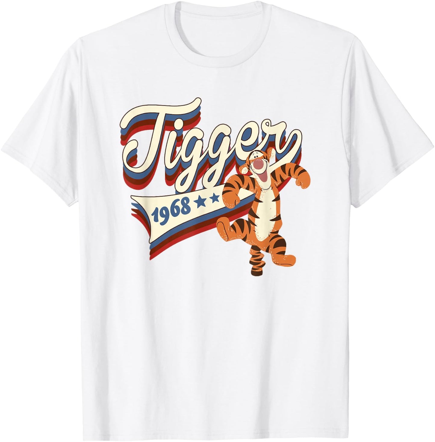 Disney Winnie The Pooh Americana Tigger Collegiate 1968 T-Shirt - T-Shirt | White