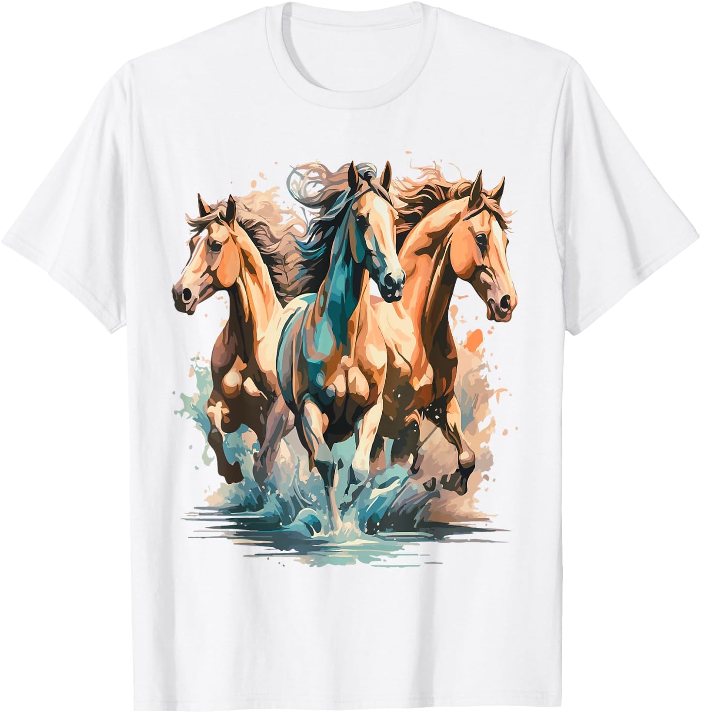 Running Crazy Wild Horses Gift Teenage Girls Boys Men Women T-Shirt - T-Shirt | White