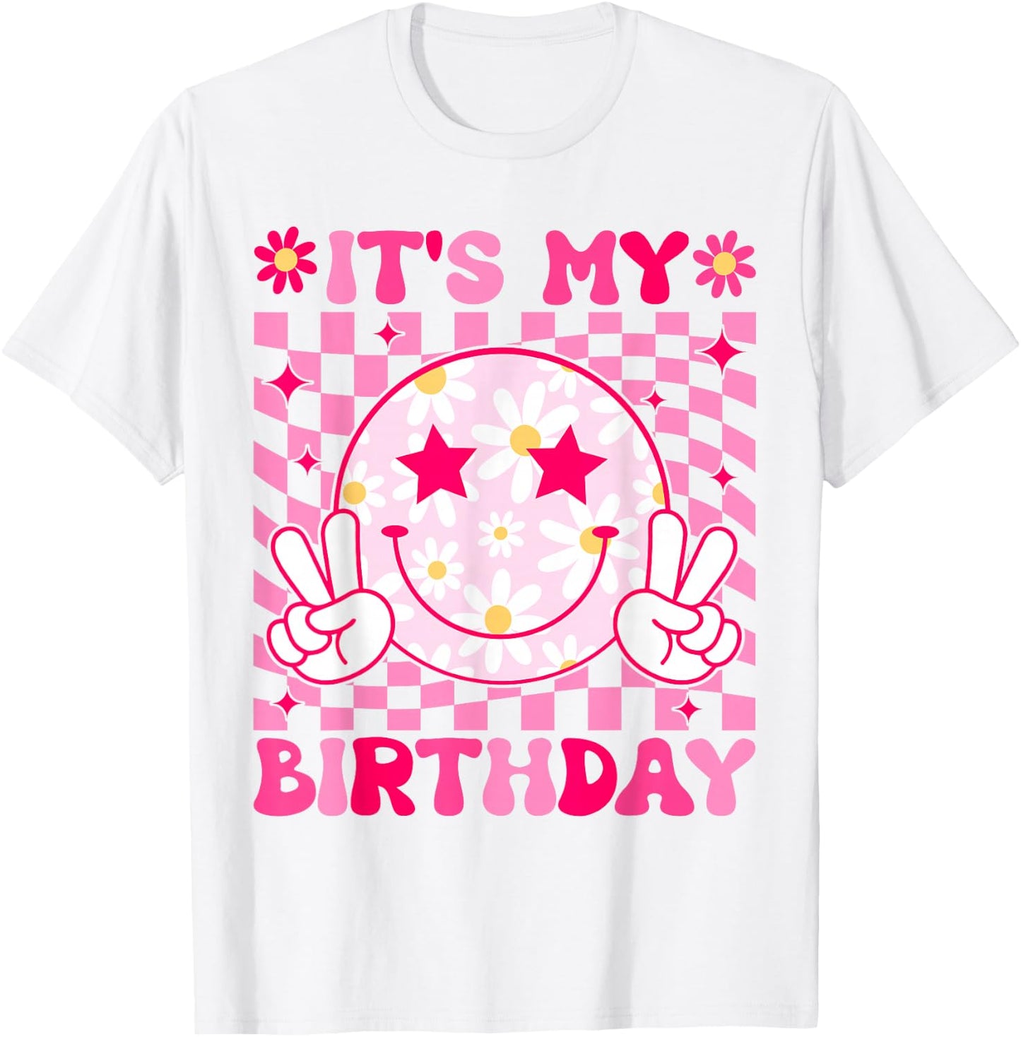 Groovy It's My Birthday Women Teens Girls Kids Bday Party T-Shirt - T-Shirt | White