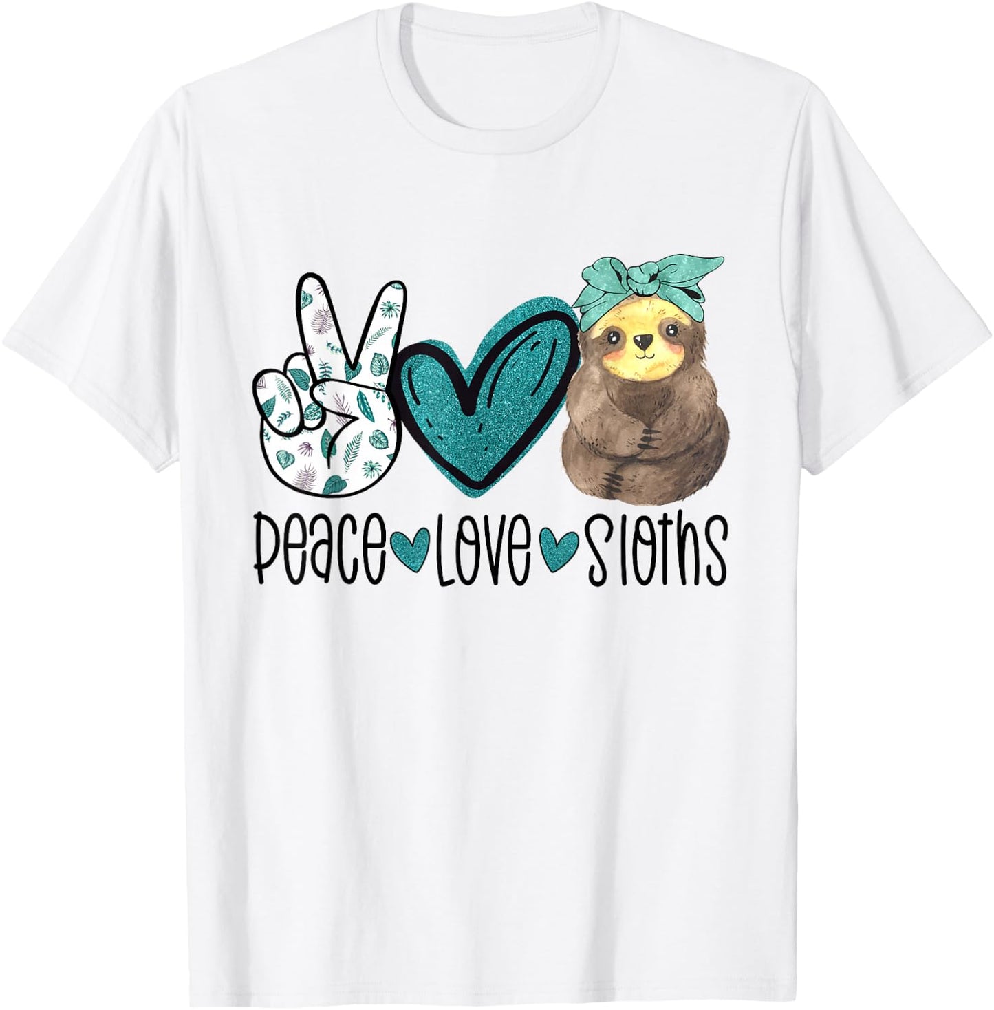 Peace Love Sloths Funny Sloth Gift Hippie Peace T-Shirt - T-Shirt | White