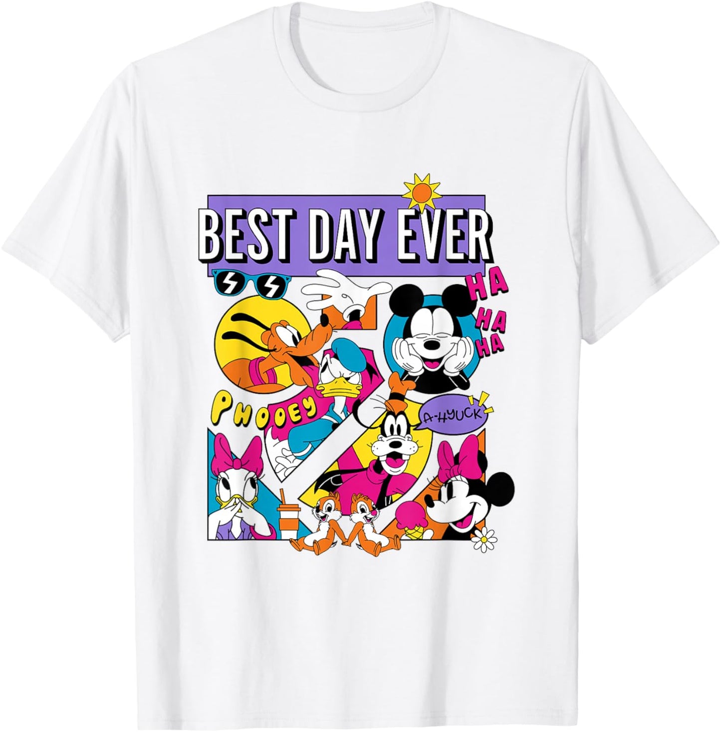 Disney Mickey And Friends Best Day Ever Retro Comic Panels T-Shirt - T-Shirt | White