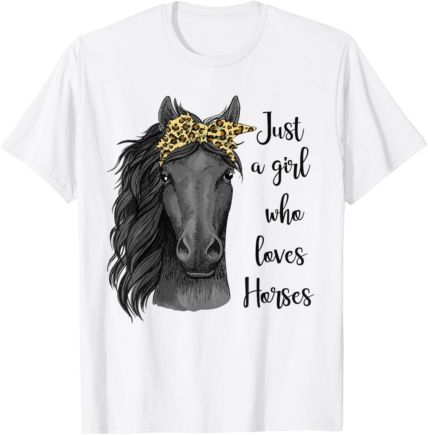 Just A Girl Who Loves Horses Bandana Horseback Riding Gifts T-Shirt - T-Shirt | White