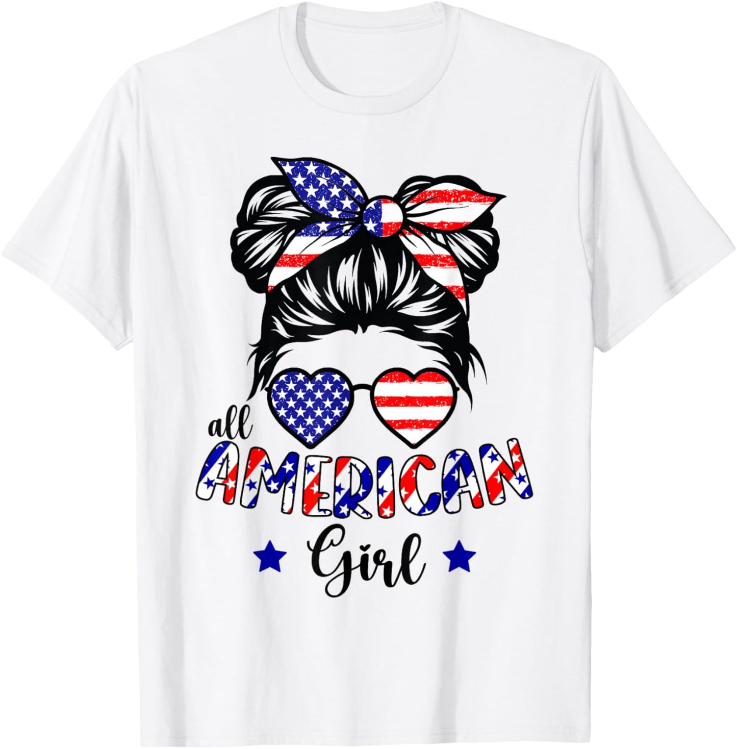 All American Girl 4th of July Patriotic Shirts for Girls T-Shirt - T-Shirt | White