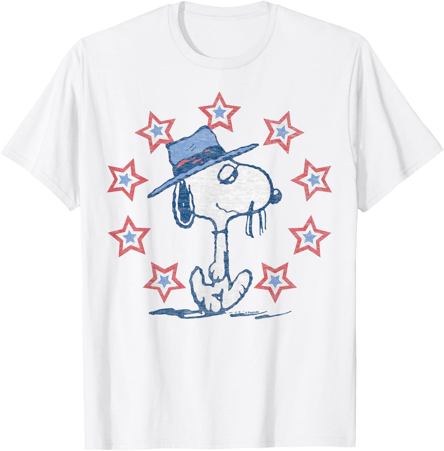 Peanuts - Spike Red White Blue Americana Stars T-Shirt - T-Shirt | White