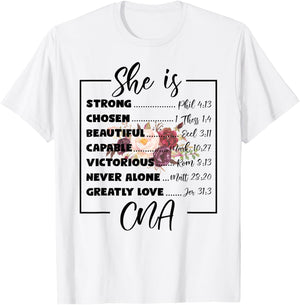 Flower She Is CNA Christian Mothers Day Religious Women T-Shirt - T-Shirt | White