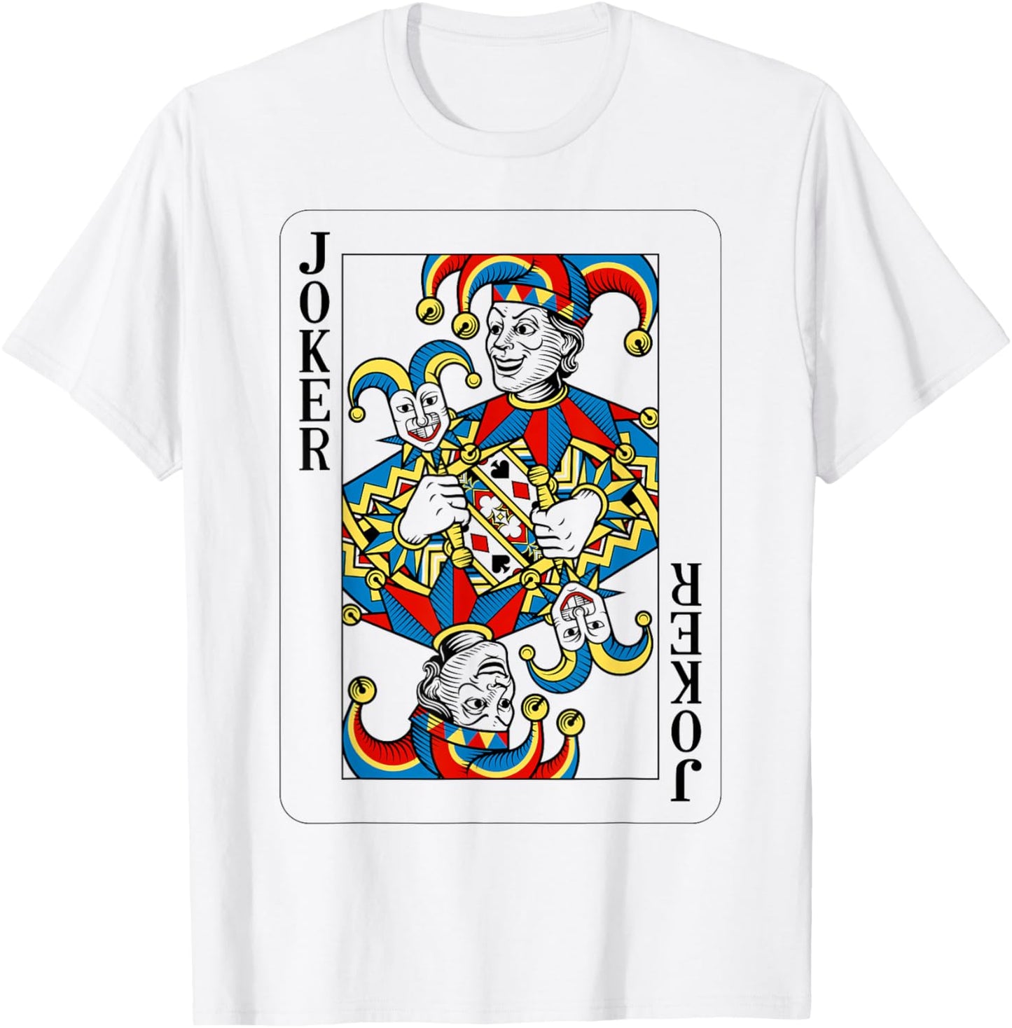 Joker Design from Deck of Playing Cards T-Shirt - T-Shirt | White