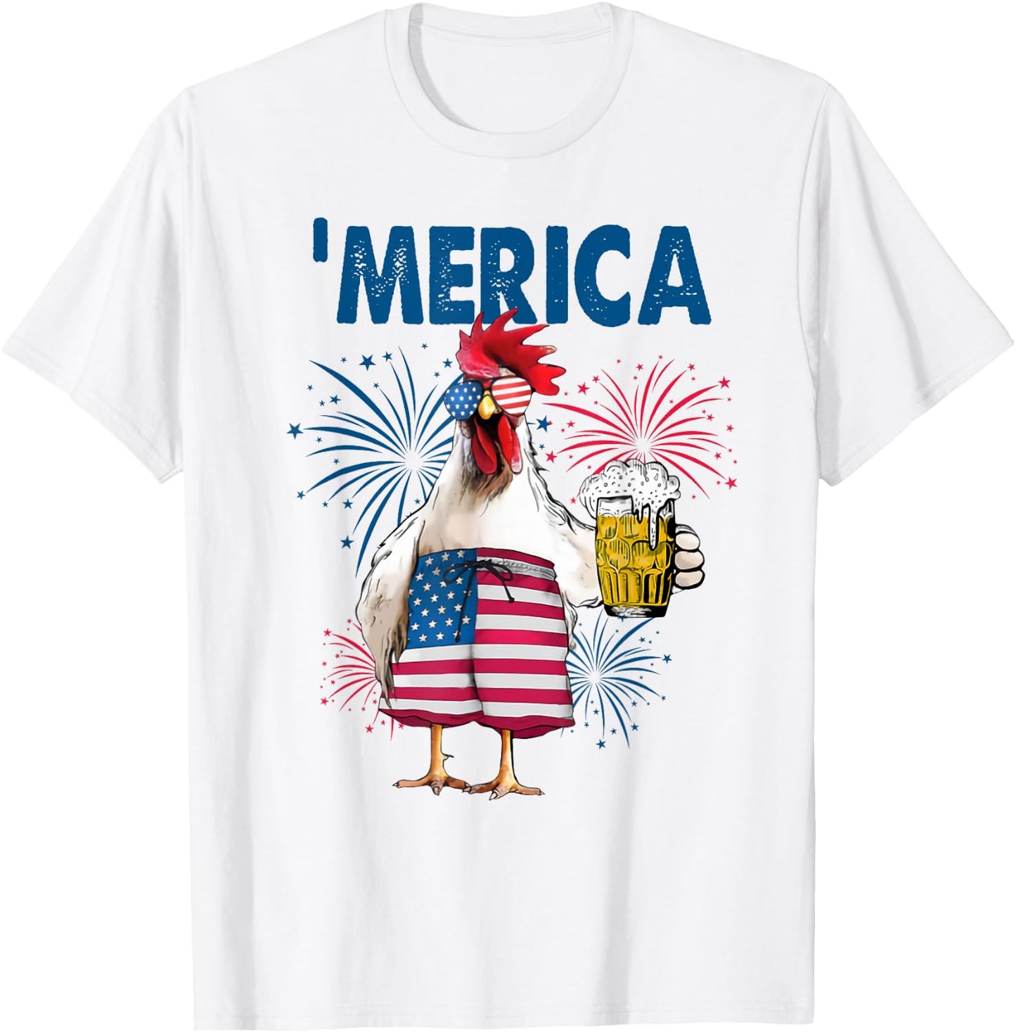 'Merica rooster T-Shirt - T-Shirt | White