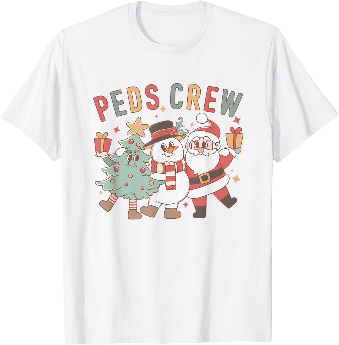 Retro Peds Crew Christmas Pediatric Nurse Nursing Group T-Shirt - T-Shirt | White