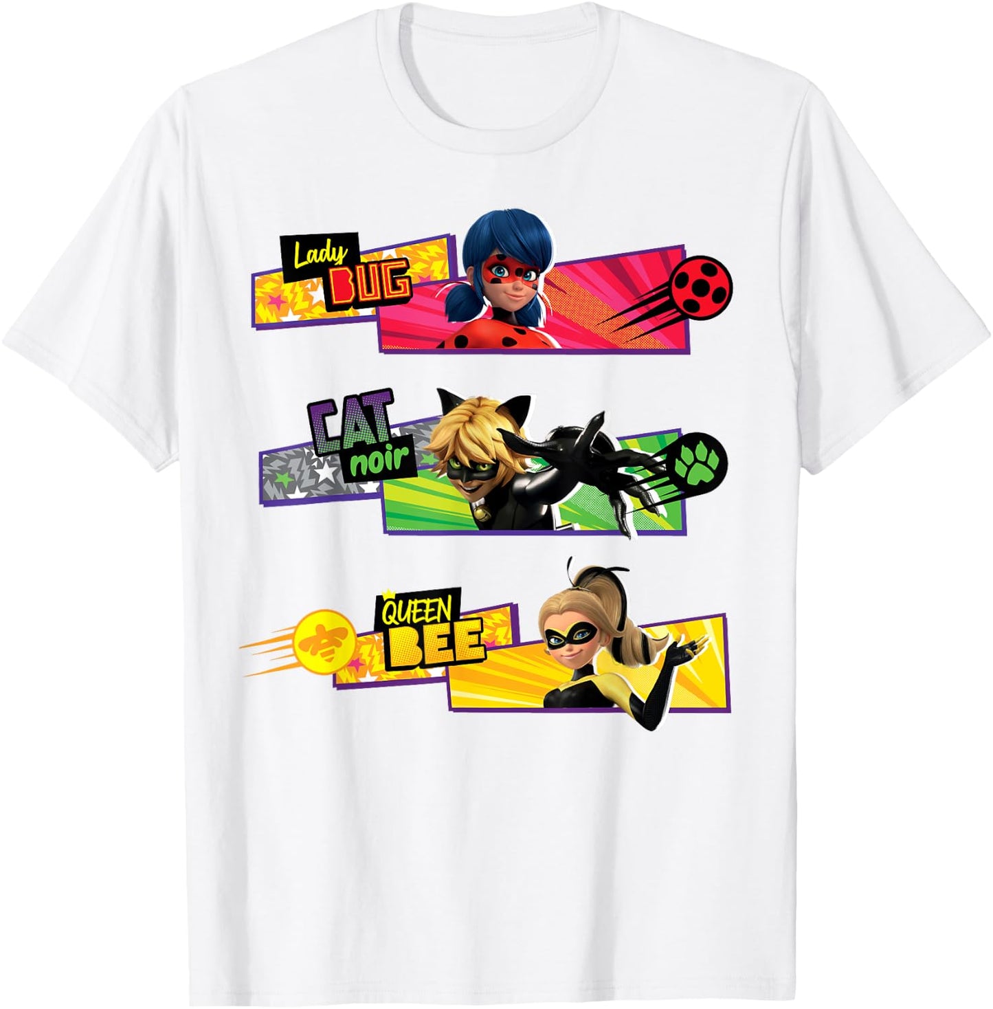 Miraculous Collection Ladybug Cat Noir Queen Bee T-Shirt - T-Shirt | White