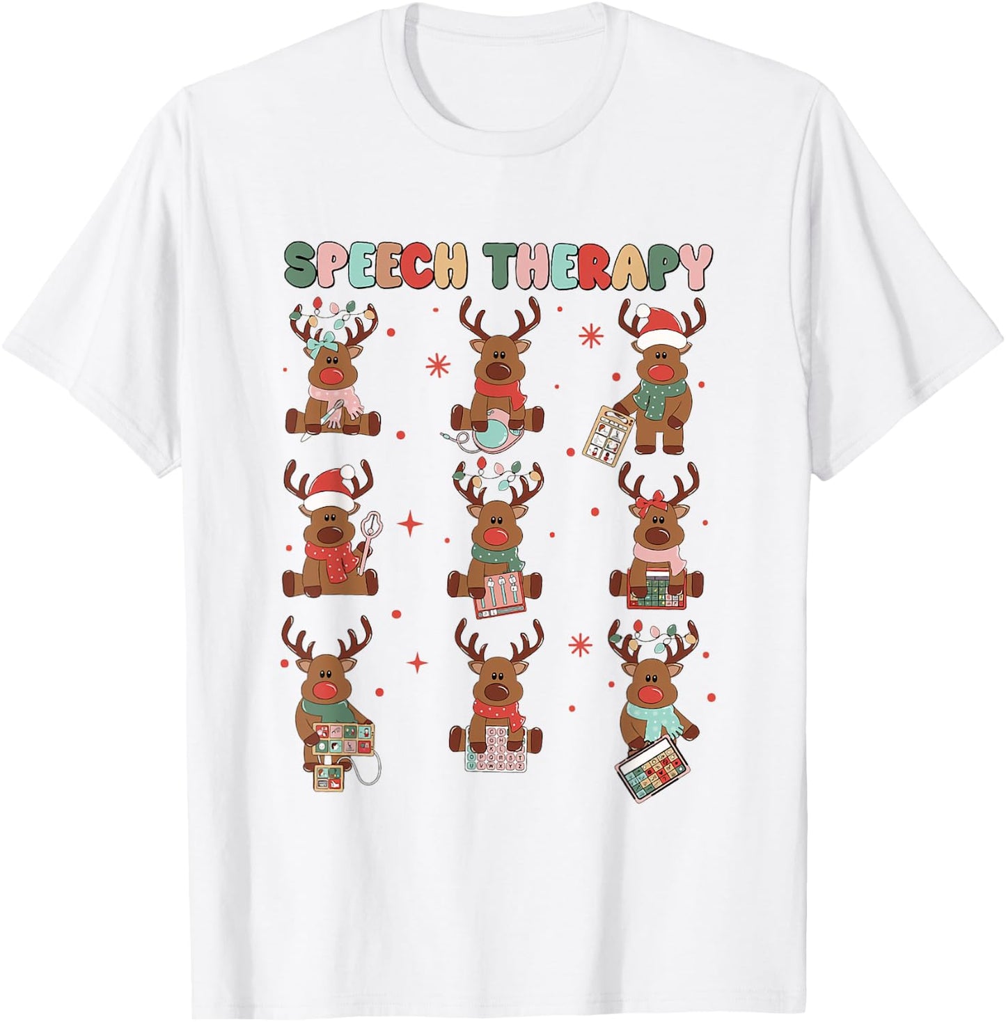 Speech Therapy Christmas Reindeers SLP Speech Pathologist T-Shirt - T-Shirt | White